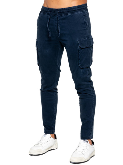 ENZO Narrow Open Ended Twill Cargo Navy