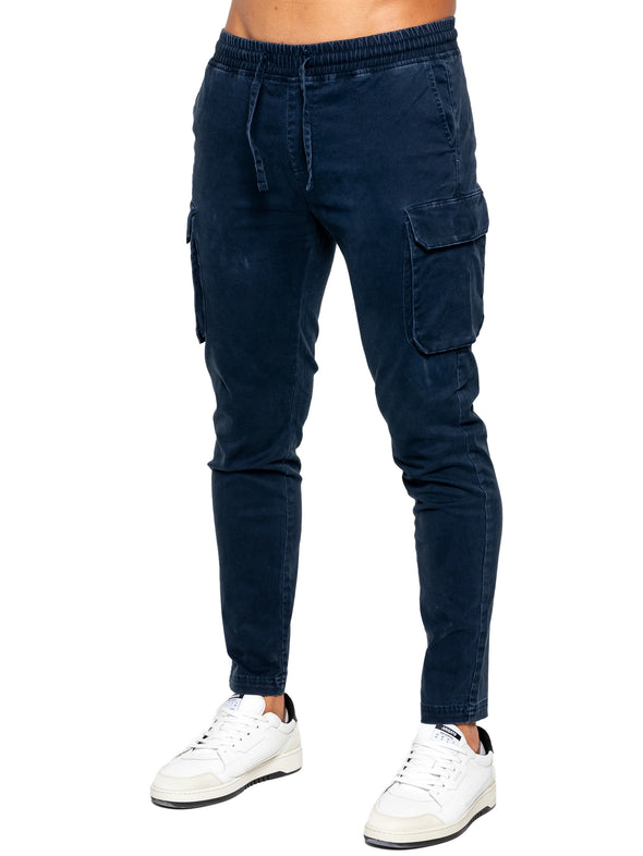 ENZO Narrow Open Ended Twill Cargo Navy