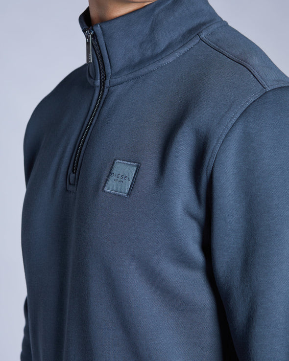 DIESEL Dax Half Zip Petrol Blue