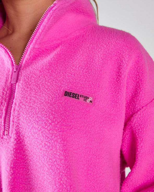 DIESEL Mazie Fleece Half Zip Neon Pink