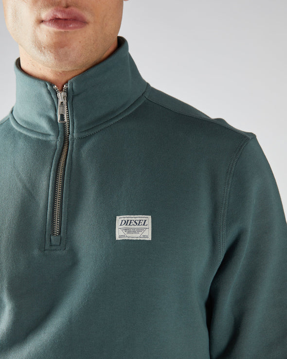 DIESEL Presley Half Zip Lawn Green