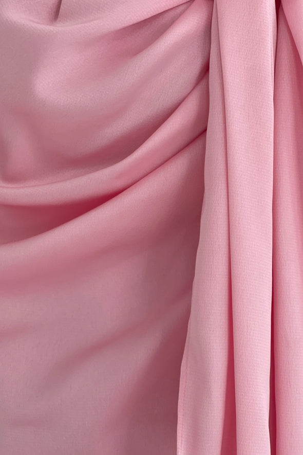 GIRL IN MIND Drew Puff Sleeve Wrap Front Midi Dress Pink