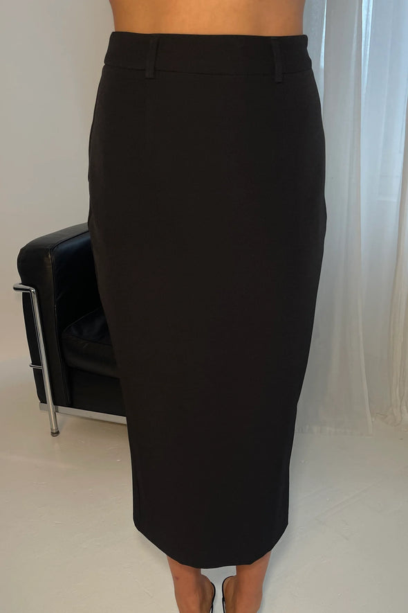 GIRL IN MIND Vicky Reversible Tailored Midi Skirt Black