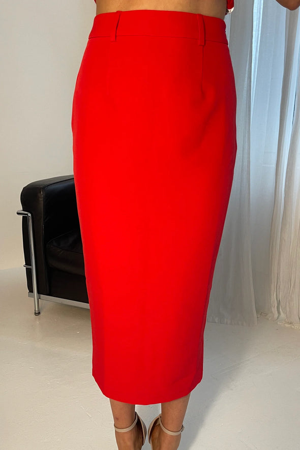GIRL IN MIND Vicky Reversible Tailored Midi Skirt Red