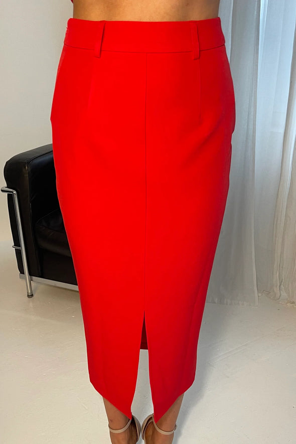 GIRL IN MIND Vicky Reversible Tailored Midi Skirt Red