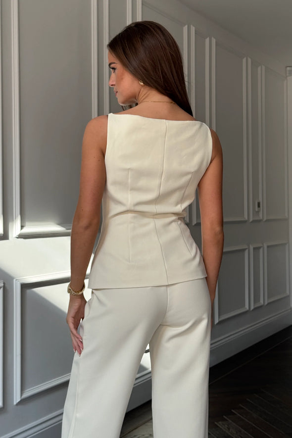 GIRL IN MIND Connor Boat Neck Waistcoat Ivory