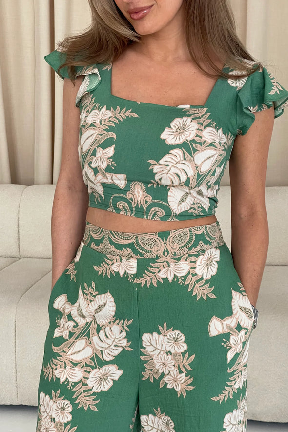 GIRL IN MIND Blossom Green Floral Print Top