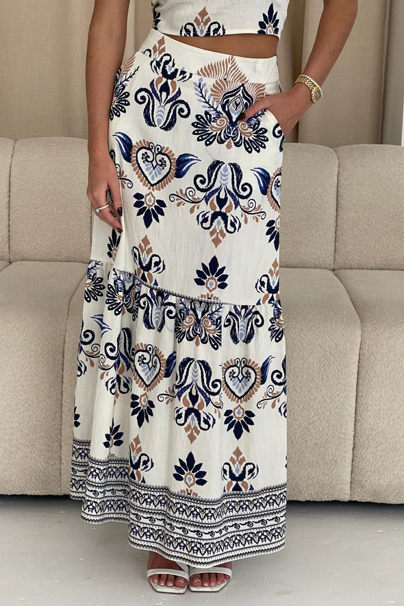 GIRL IN MIND Blossom Cream Abstract Print Skirt