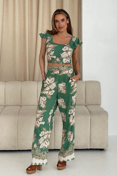 GIRL IN MIND Blossom Green Floral Print Trouser
