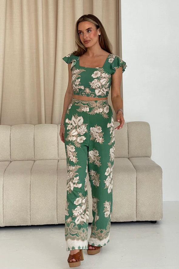 GIRL IN MIND Blossom Green Floral Print Trouser