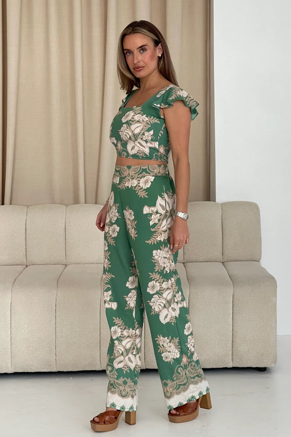 GIRL IN MIND Blossom Green Floral Print Trouser