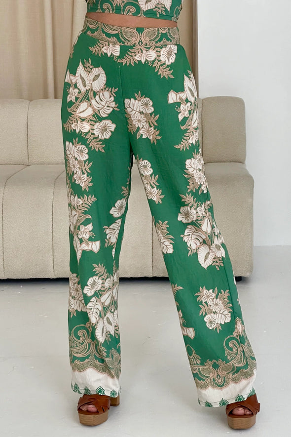 GIRL IN MIND Blossom Green Floral Print Trouser