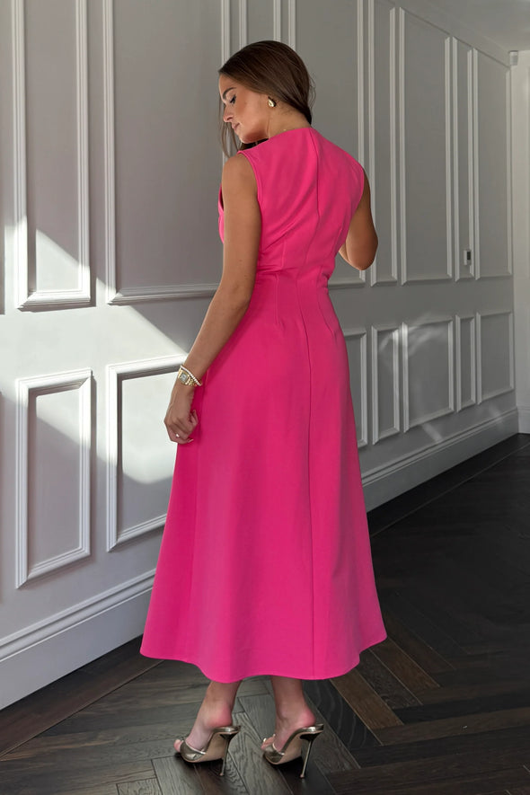 GIRL IN MIND Hazel Tailored Sleeveless Midi Dress Pink