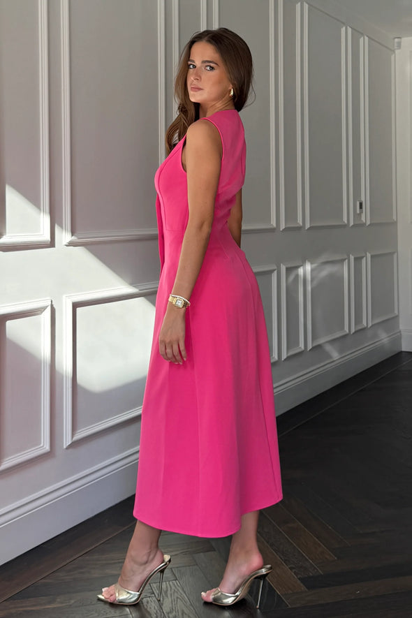 GIRL IN MIND Hazel Tailored Sleeveless Midi Dress Pink
