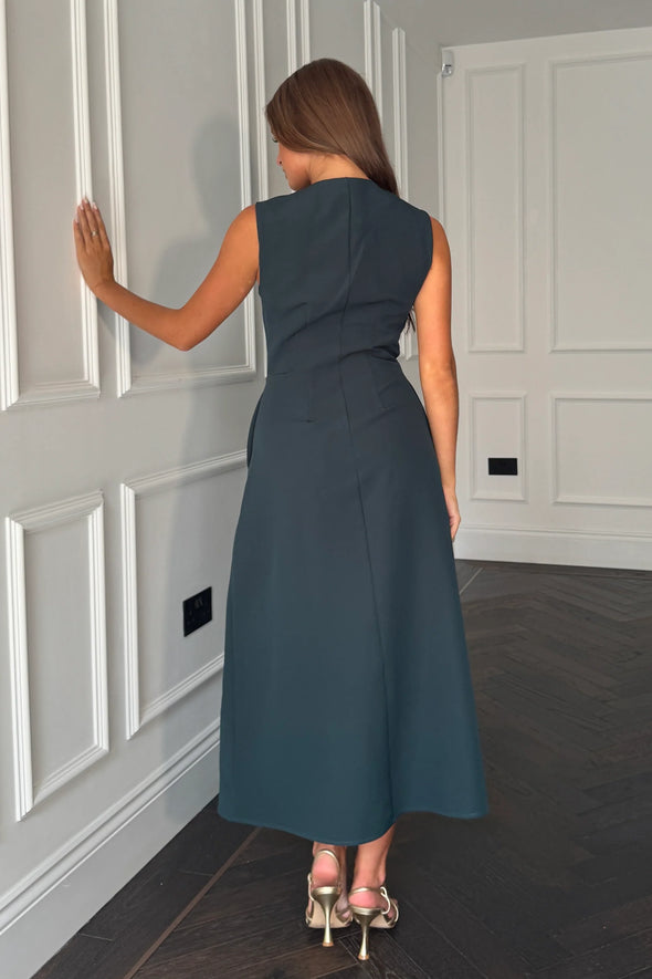 GIRL IN MIND Hazel Tailored Sleeveless Midi Dress Green