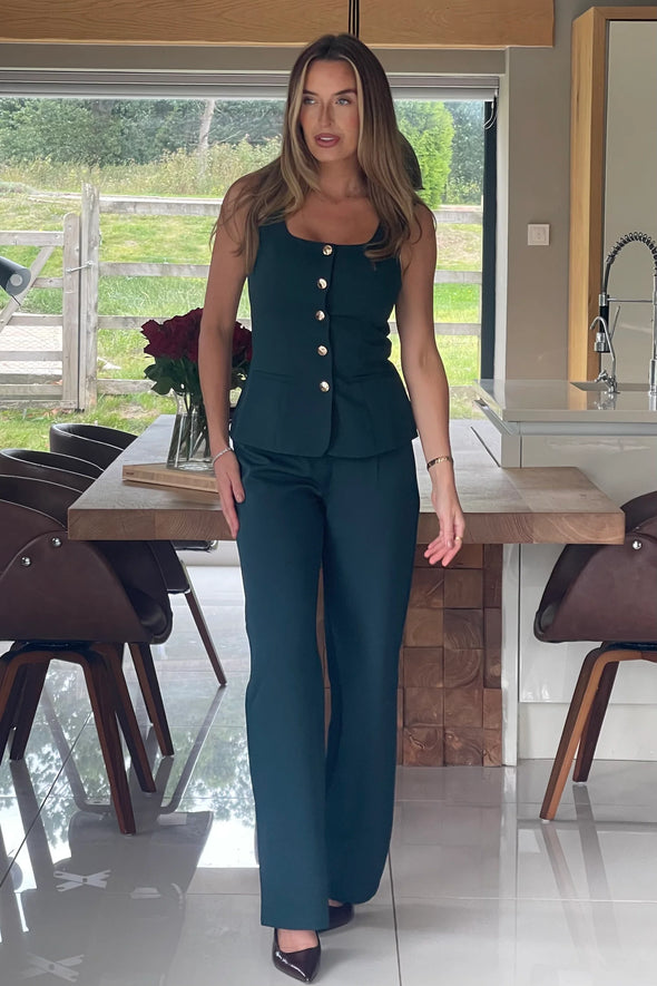 GIRL IN MIND Jamie Square Neckline Waistcoat Emerald Green