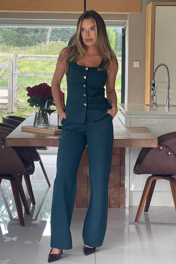 GIRL IN MIND Jamie Square Neckline Waistcoat Emerald Green