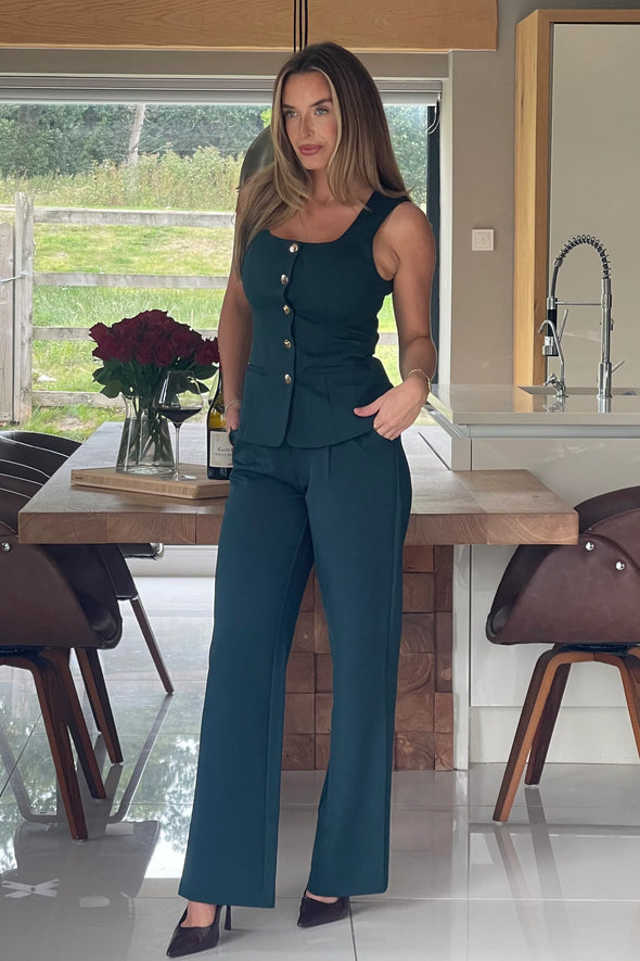 GIRL IN MIND Jamie Square Neckline Waistcoat Emerald Green
