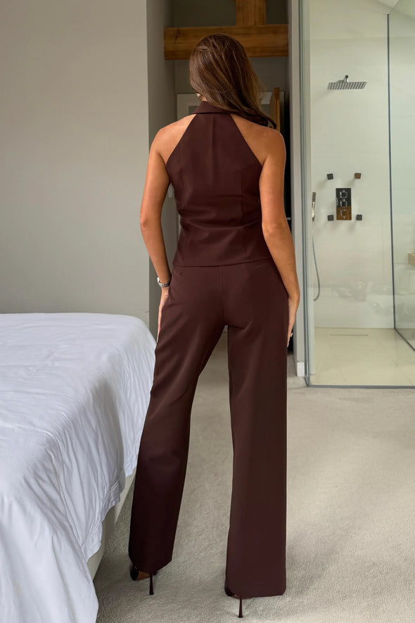 GIRL IN MIND Jo Pleat Detail Tailored Trouser Brown