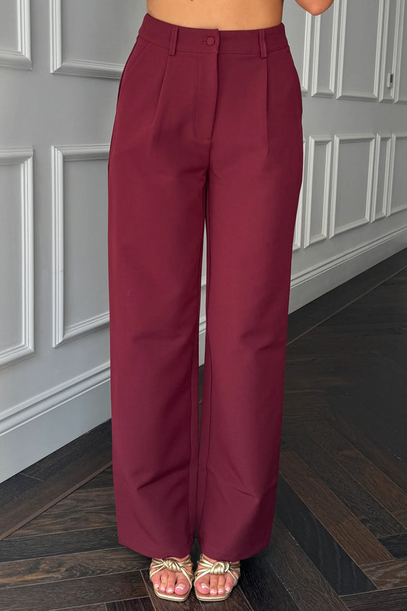 GIRL IN MIND Jo Pleat Detail Tailored Trouser Berry