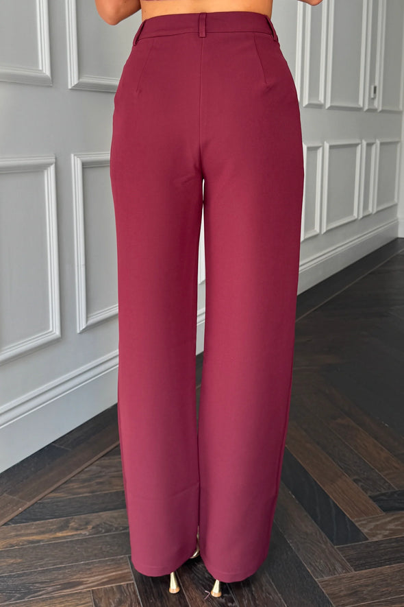 GIRL IN MIND Jo Pleat Detail Tailored Trouser Berry