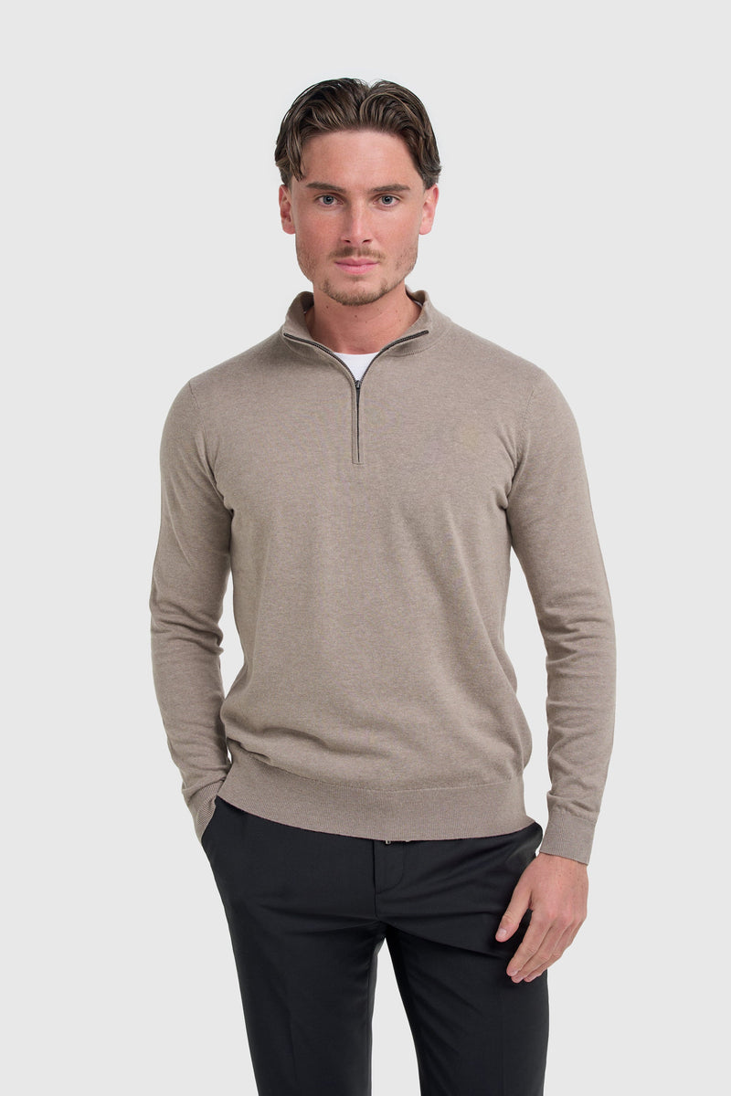 CAVANI Ivano Quarter Zip Jumper Light Brown - product view 1