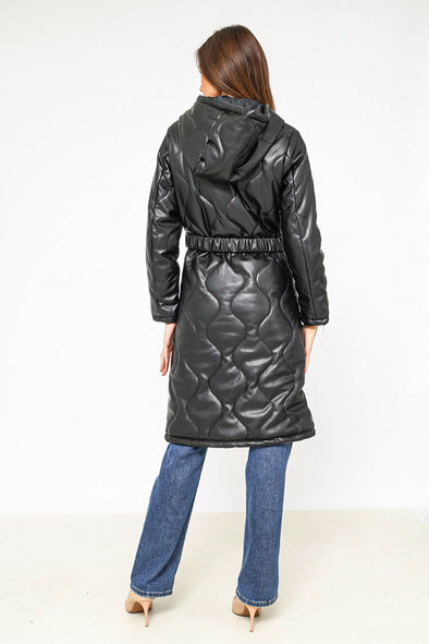 ELLI WHITE Belted Coat Black