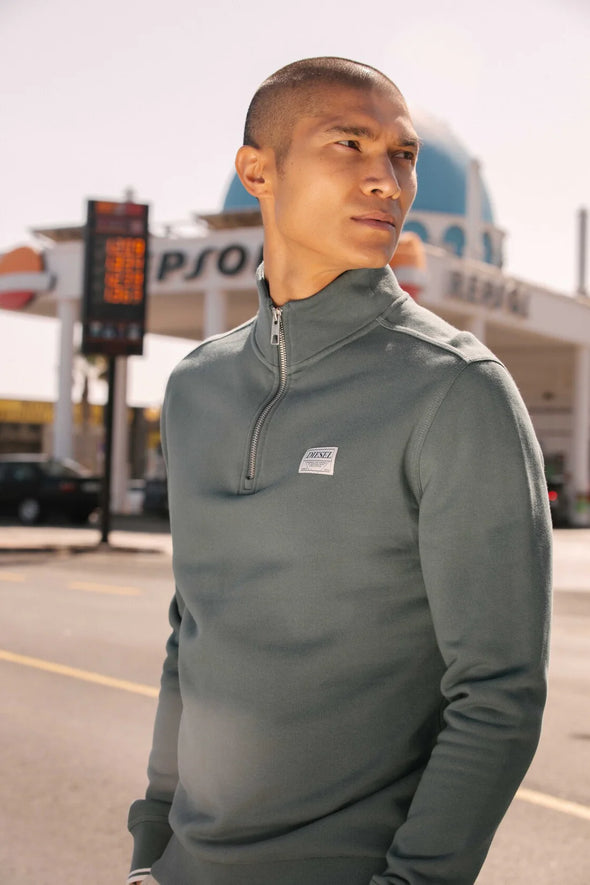 DIESEL Presley Half Zip Lawn Green