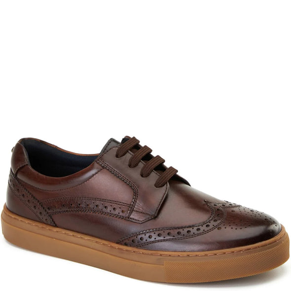 BASE LONDON Clapton Brogue Trainer Washed Brown