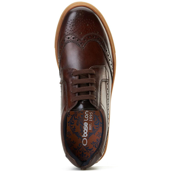 BASE LONDON Clapton Brogue Trainer Washed Brown
