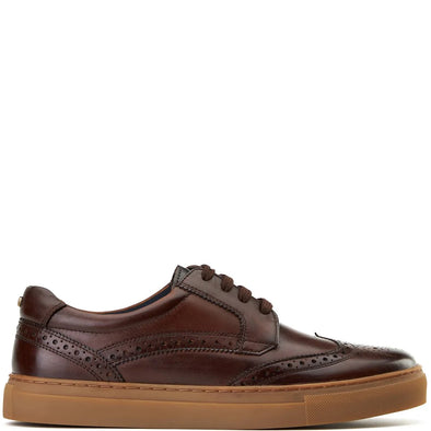BASE LONDON Clapton Brogue Trainer Washed Brown