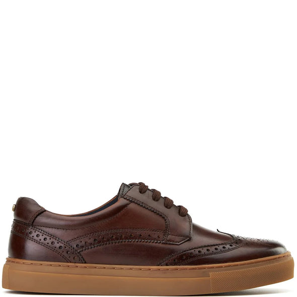 BASE LONDON Clapton Brogue Trainer Washed Brown