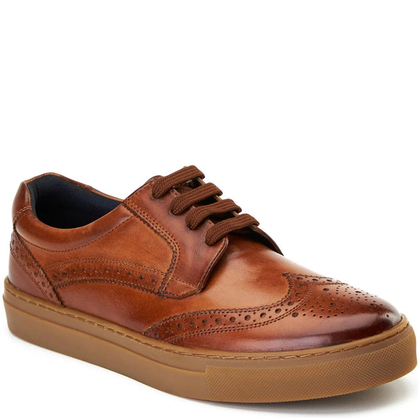 BASE LONDON Clapton Brogue Trainer Washed Tan