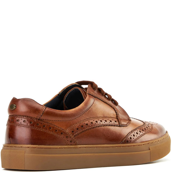 BASE LONDON Clapton Brogue Trainer Washed Tan
