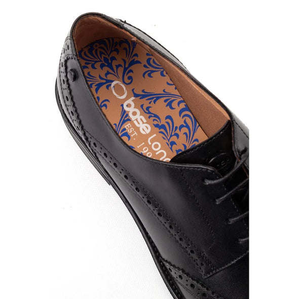 BASE LONDON Pocket Brogue Waxy Black