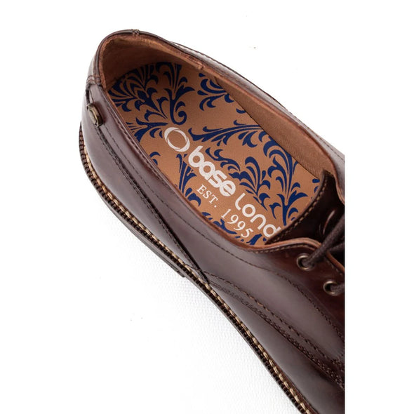 BASE LONDON Durham Derby Shoes Washed Brown