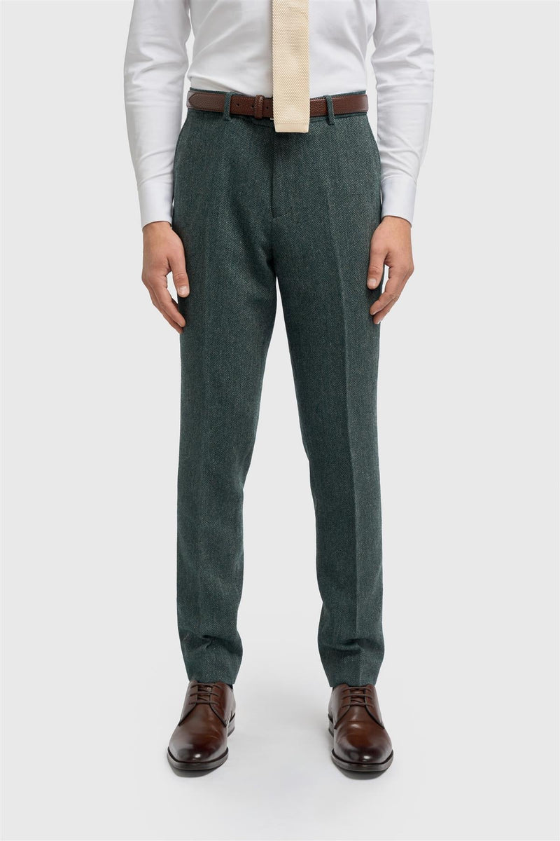 Thomas Lush Olive Tweed Trouser - view 1
